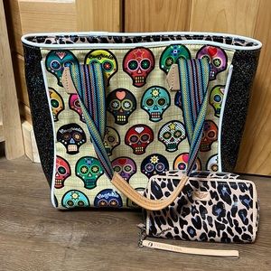 Consuela Bags Skull Tote and Wristlet - EUC - Never Used!